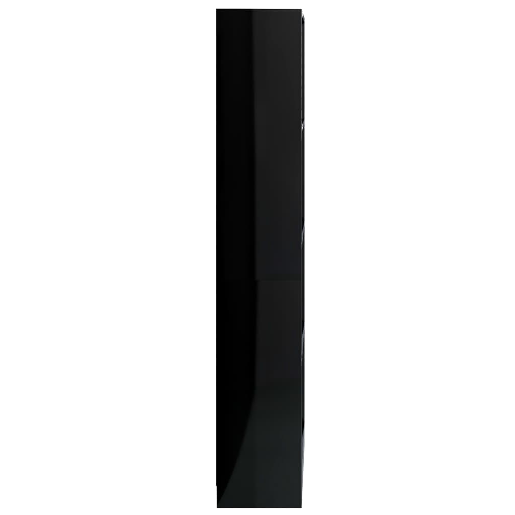 vidaXL 4-tasoinen kirjahylly korkeakiilto musta 80x24x142 cm lastulevy
