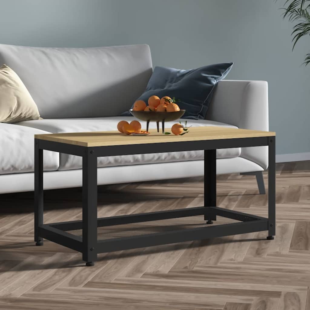 vidaXL Sohvapöytä vaaleanruskea ja musta 90x45x45 cm MDF ja rauta