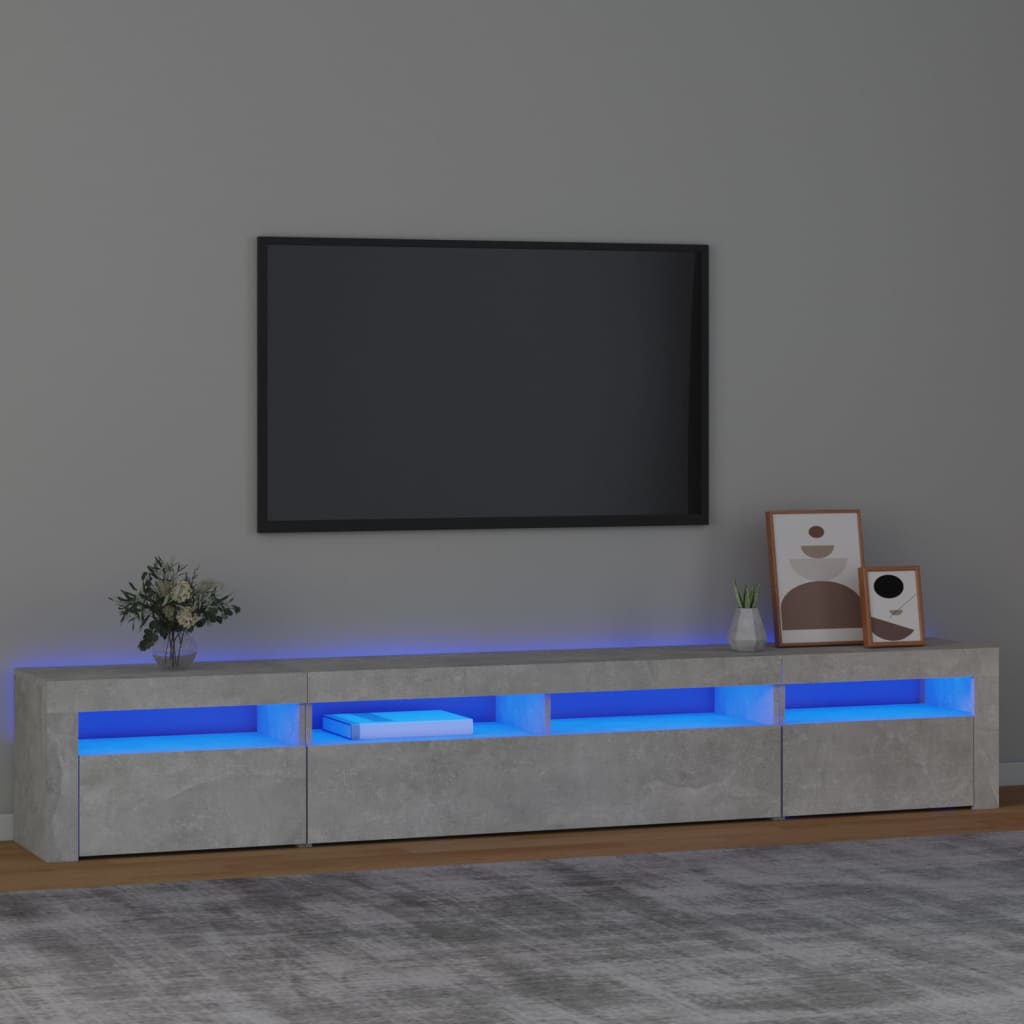 vidaXL TV-taso LED-valoilla betoninharmaa 240x35x40 cm