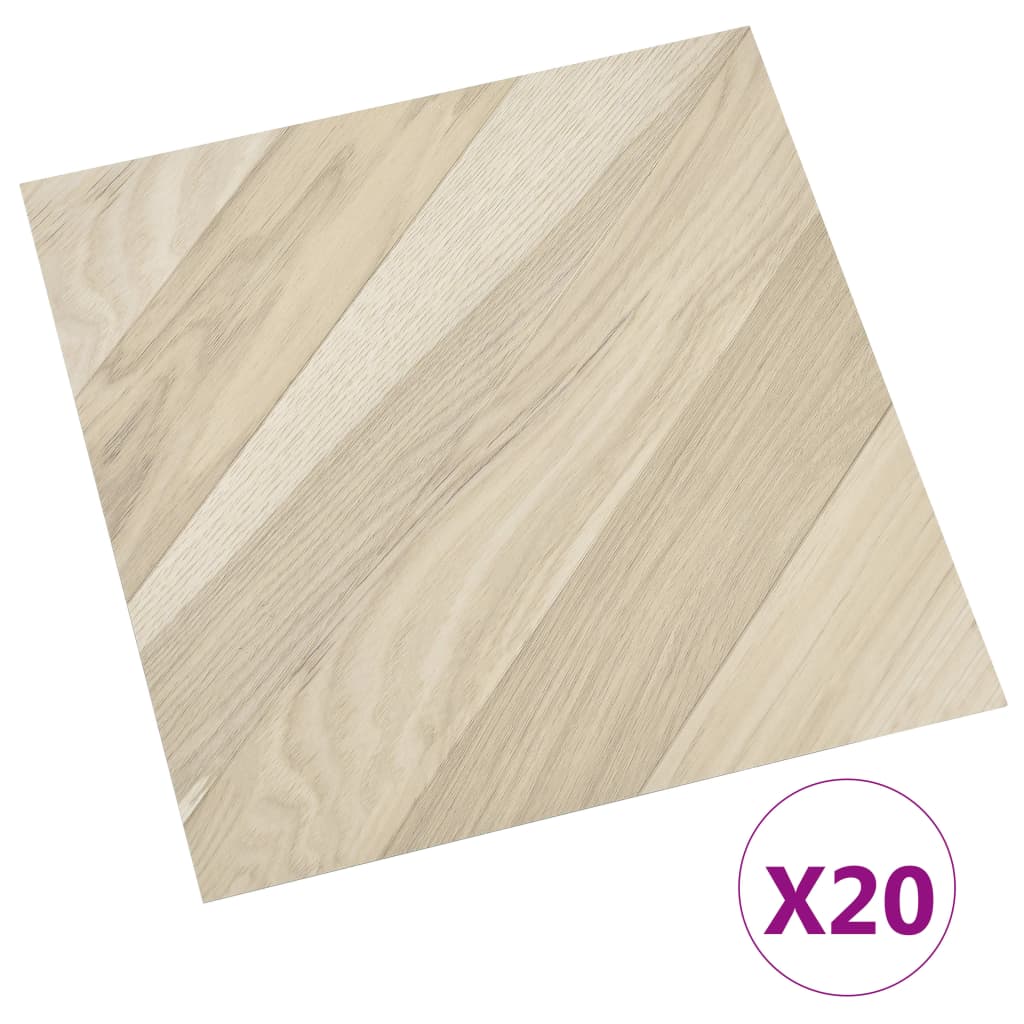 vidaXL Itsekiinnittyvät lattialankut 20 kpl PVC 1,86 m² beige raidat