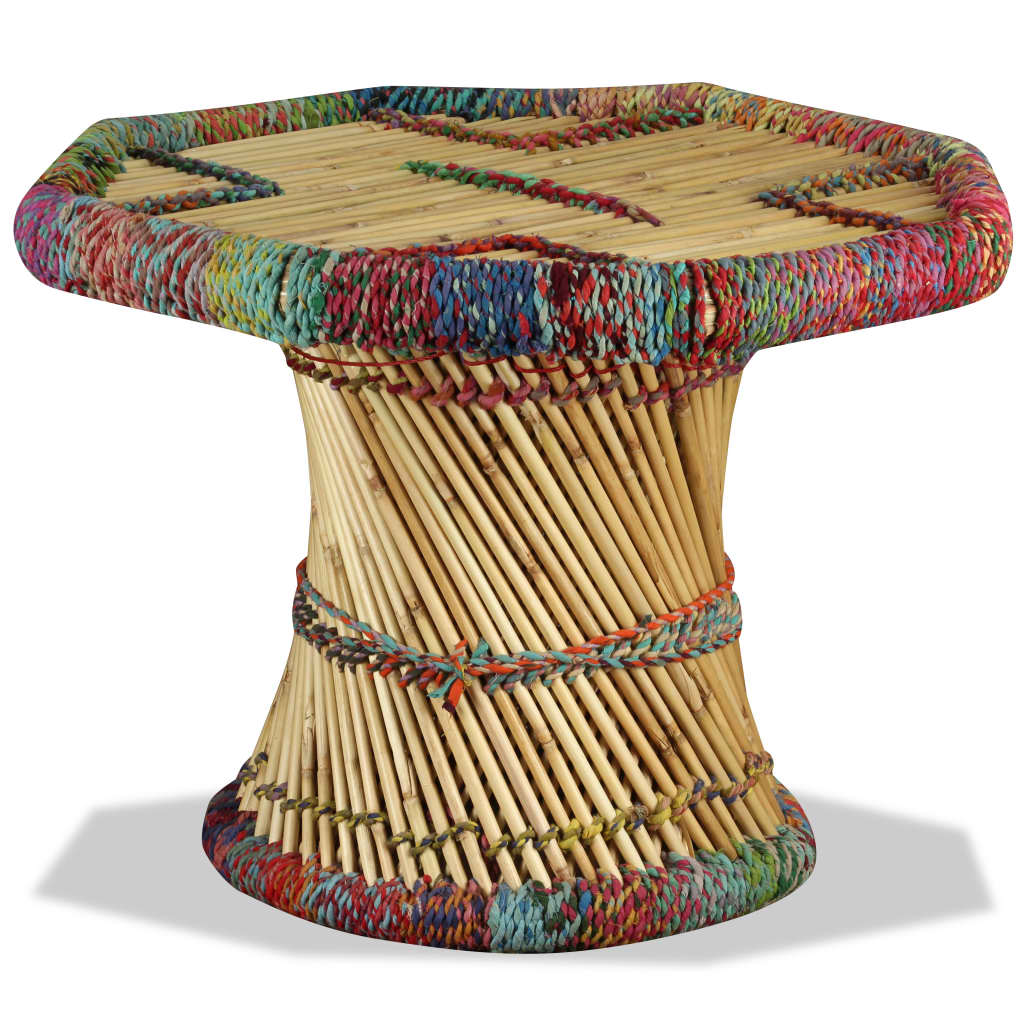 vidaXL Sohvapöytä bambu chindi-yksityiskohdilla monivärinen