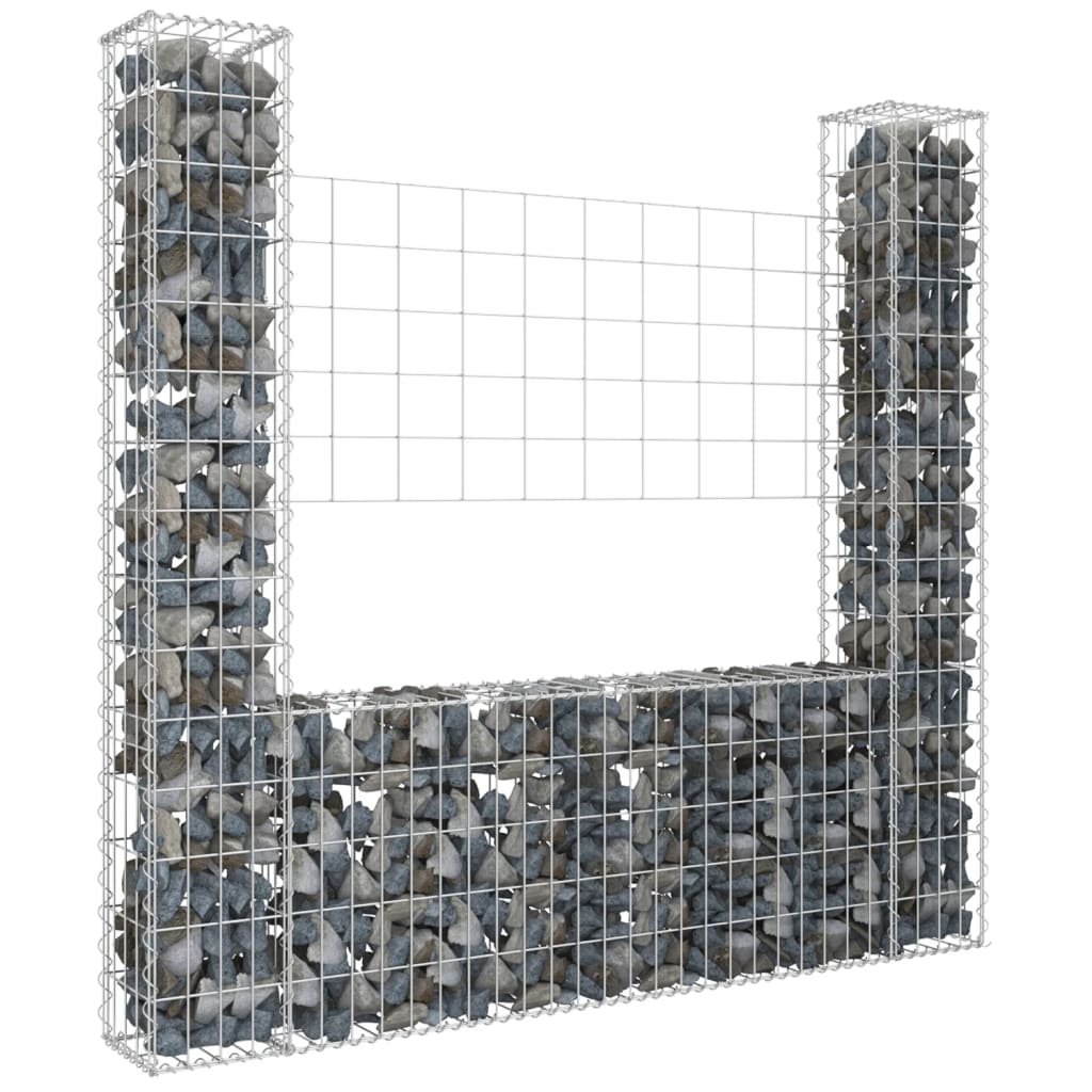 vidaXL U-muotoiset kivikorit 2 pylväällä rauta 140x20x150 cm