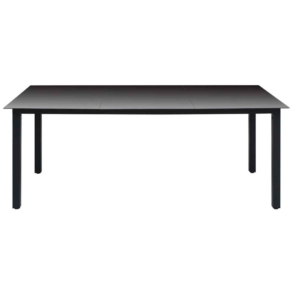 vidaXL Puutarhapöytä musta 190x90x74 cm alumiini ja lasi