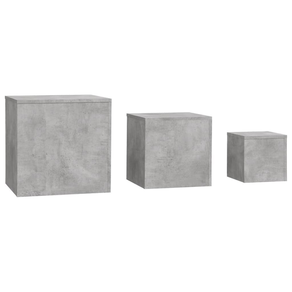 vidaXL Sivupöydät 3 kpl betoninharmaa lastulevy