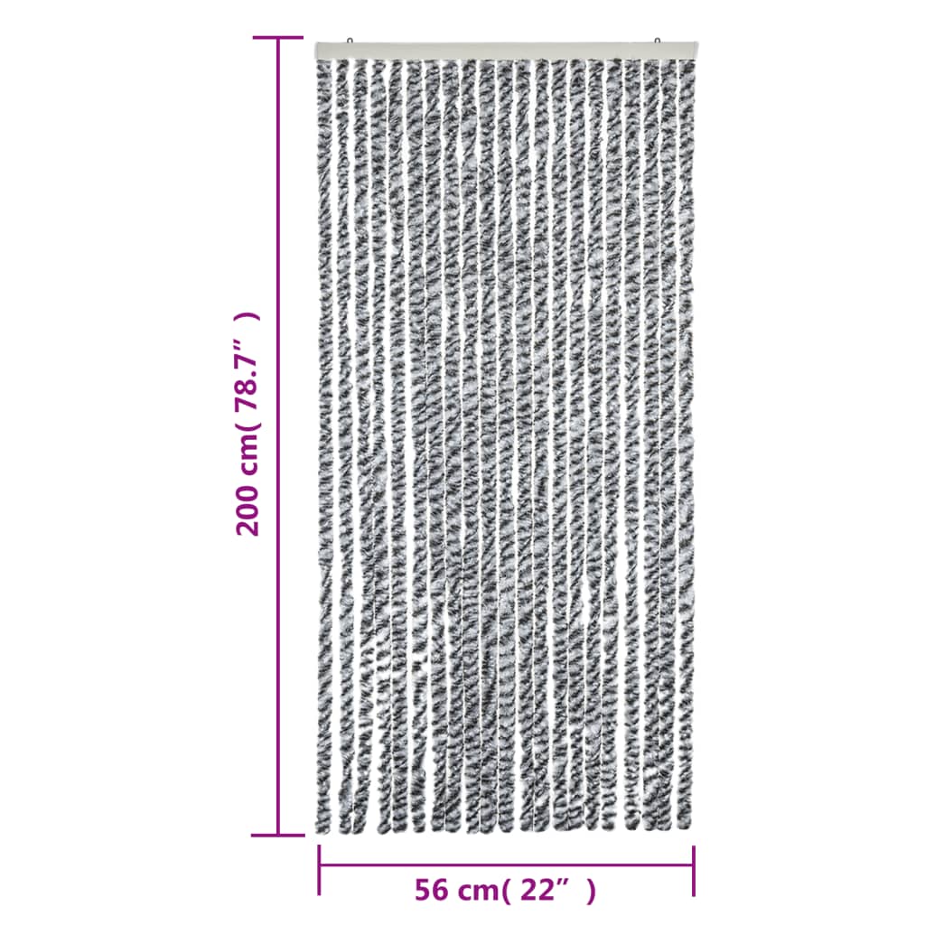 vidaXL Hyönteisverho harmaa ja mustavalkoinen 56x200 cm chenille