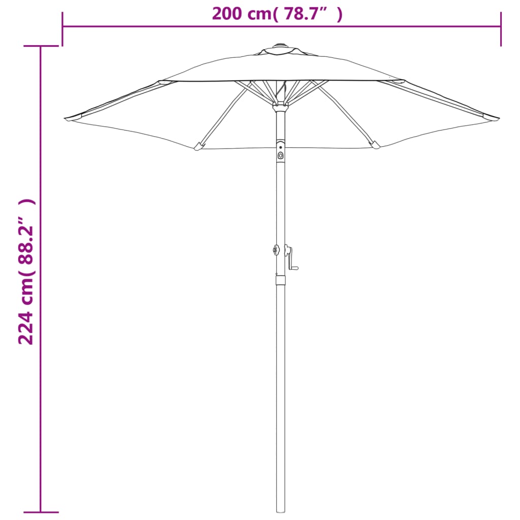 vidaXL Aurinkovarjo antrasiitti 200x224 cm alumiini