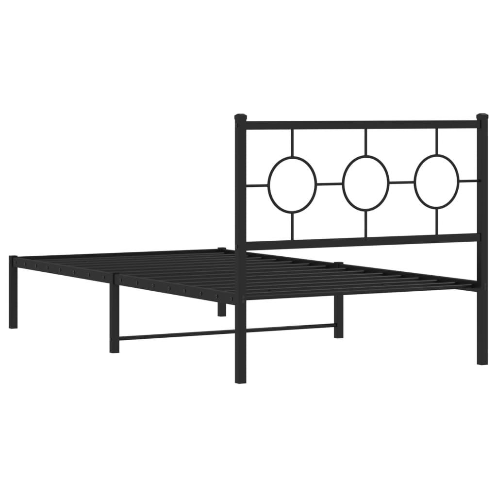 vidaXL Metallinen sängynrunko päädyllä musta 100x200 cm