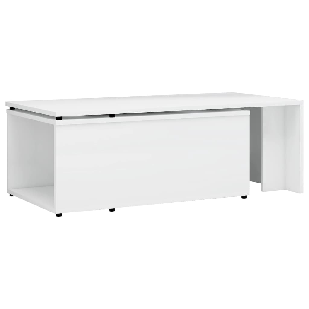 vidaXL Sohvapöytä korkeakiilto valkoinen 150x50x35 cm lastulevy