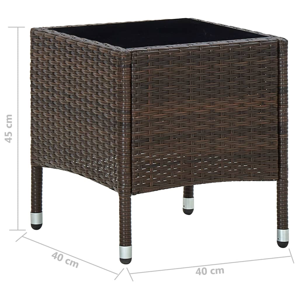 vidaXL Puutarhapöytä ruskea 40x40x45 cm polyrottinki