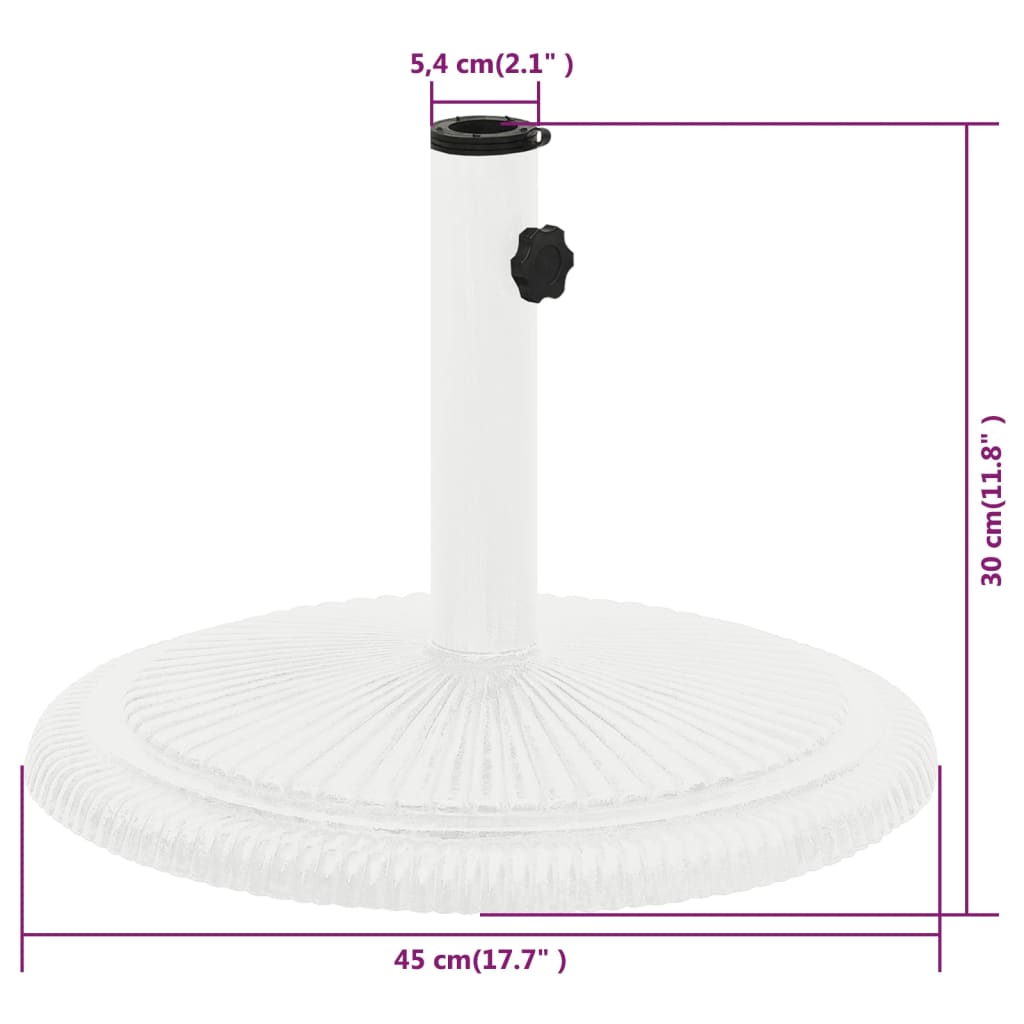 vidaXL Päivänvarjon alusta valkoinen 45x45x30 cm valurauta