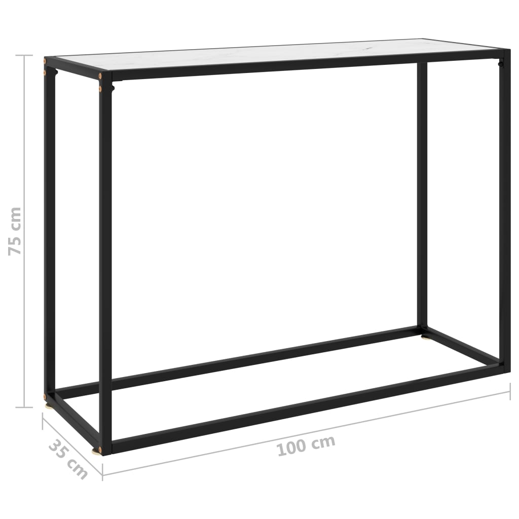 vidaXL Konsolipöytä valkoinen 100x35x75 cm karkaistu lasi