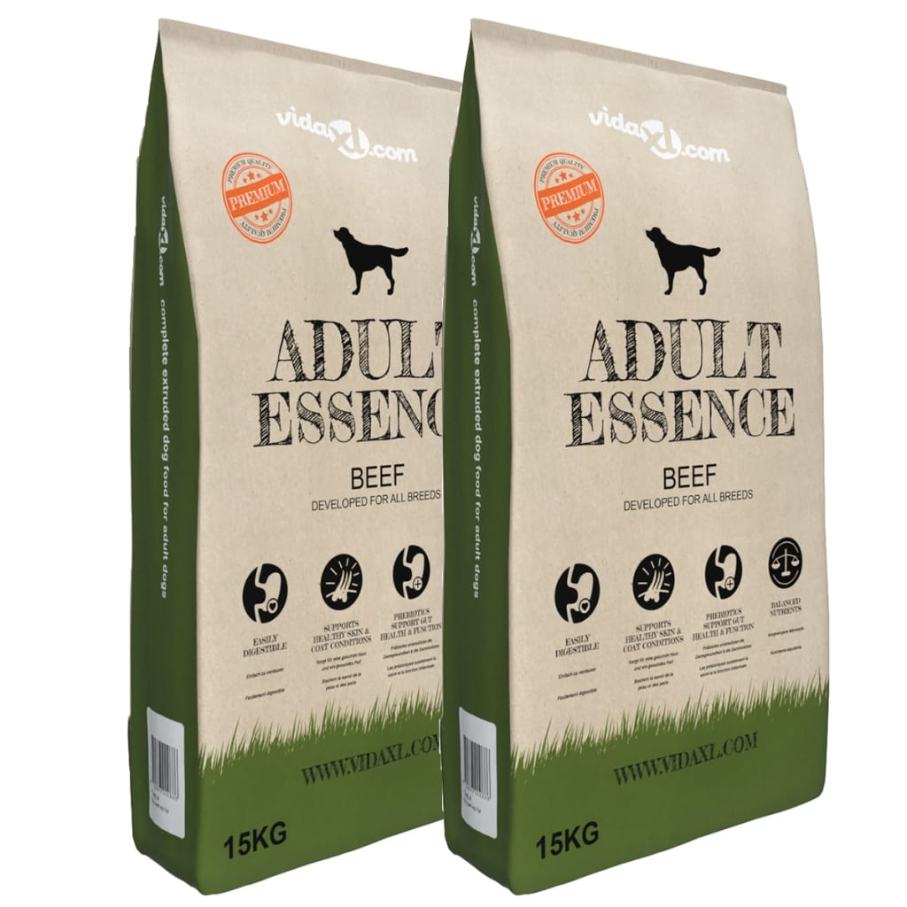 vidaXL Premium koiran kuivaruoka Adult Essence Beef 2 kpl 30 kg