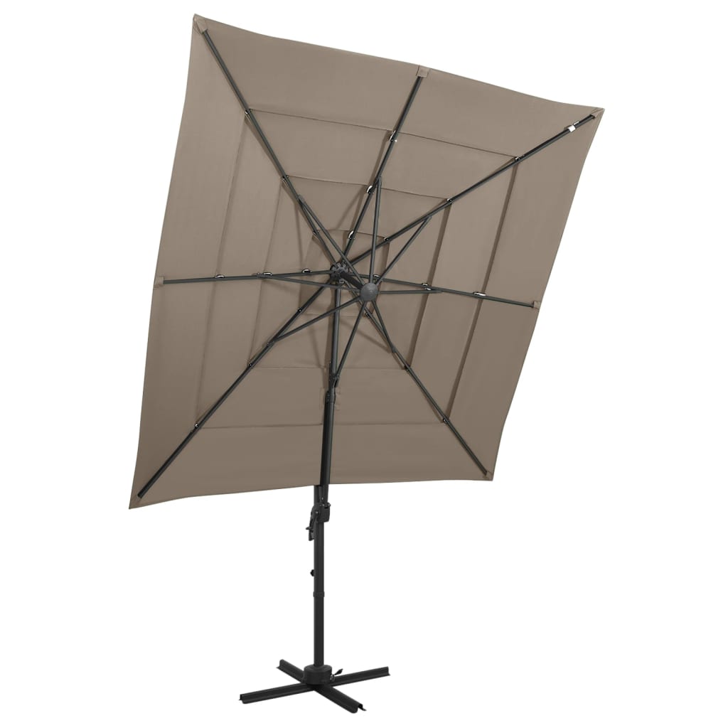 vidaXL 4-tasoinen Aurinkovarjo alumiinitanko harmaanruskea 250x250 cm