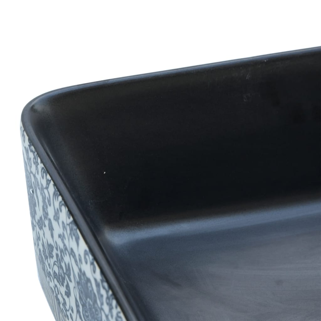 vidaXL Pesuallas tasolle musta suorakaide 46x35,5x13 cm keraaminen