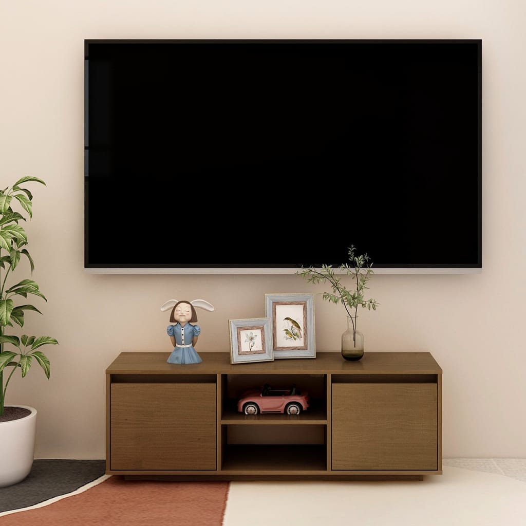 vidaXL TV-taso hunajanruskea 110x30x40 cm täysi mänty