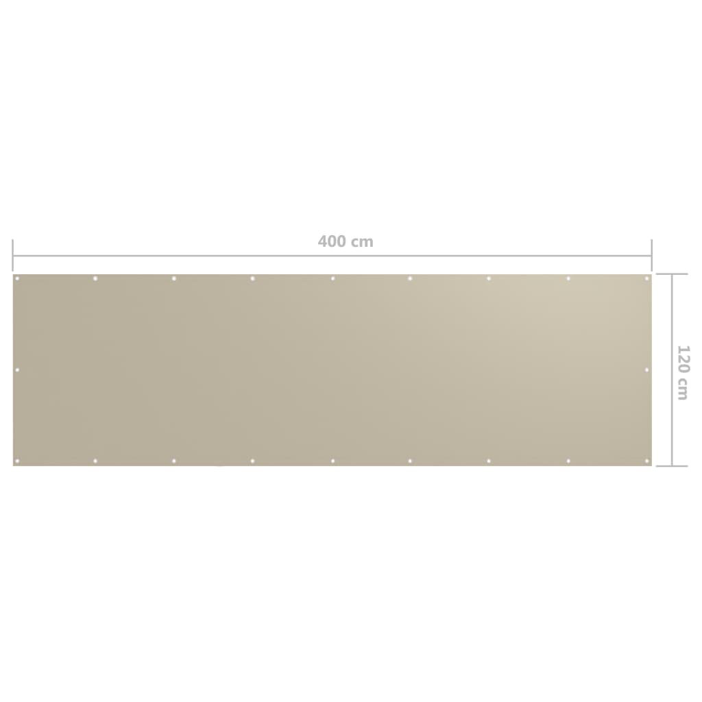 vidaXL Parvekkeen suoja beige 120x400 cm Oxford kangas