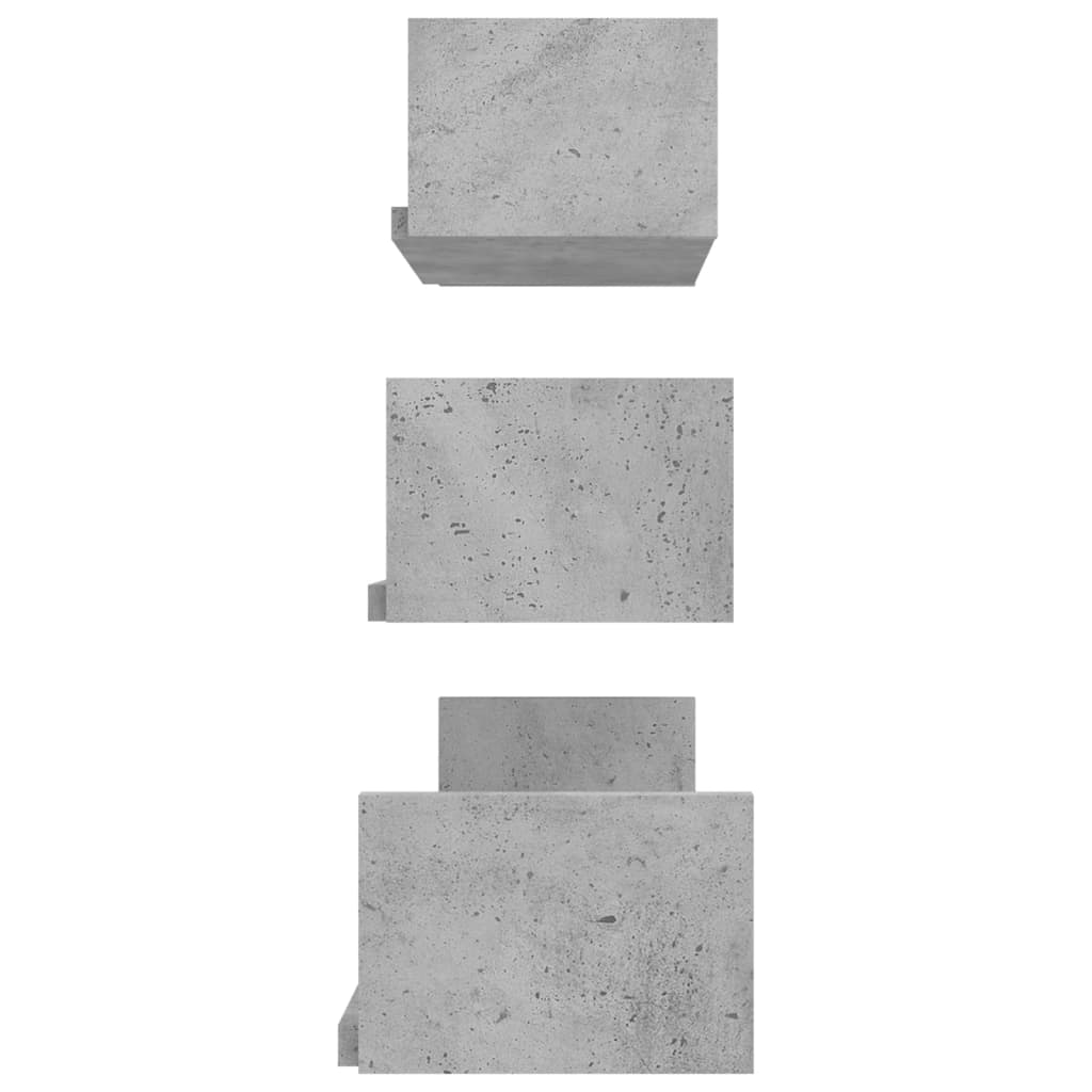 vidaXL Seinähyllyt 3 kpl betoninharmaa lastulevy