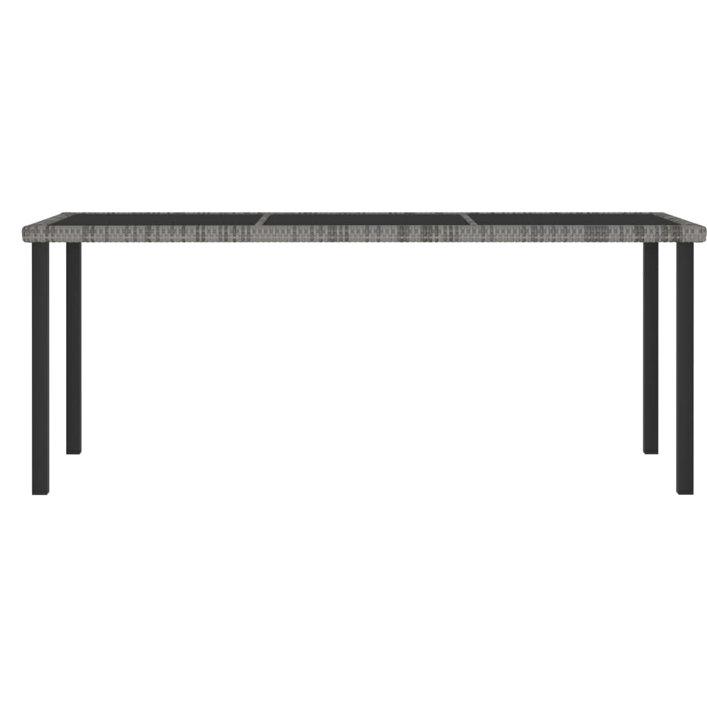 vidaXL Puutarhan ruokapöytä harmaa 180x70x73 cm polyrottinki