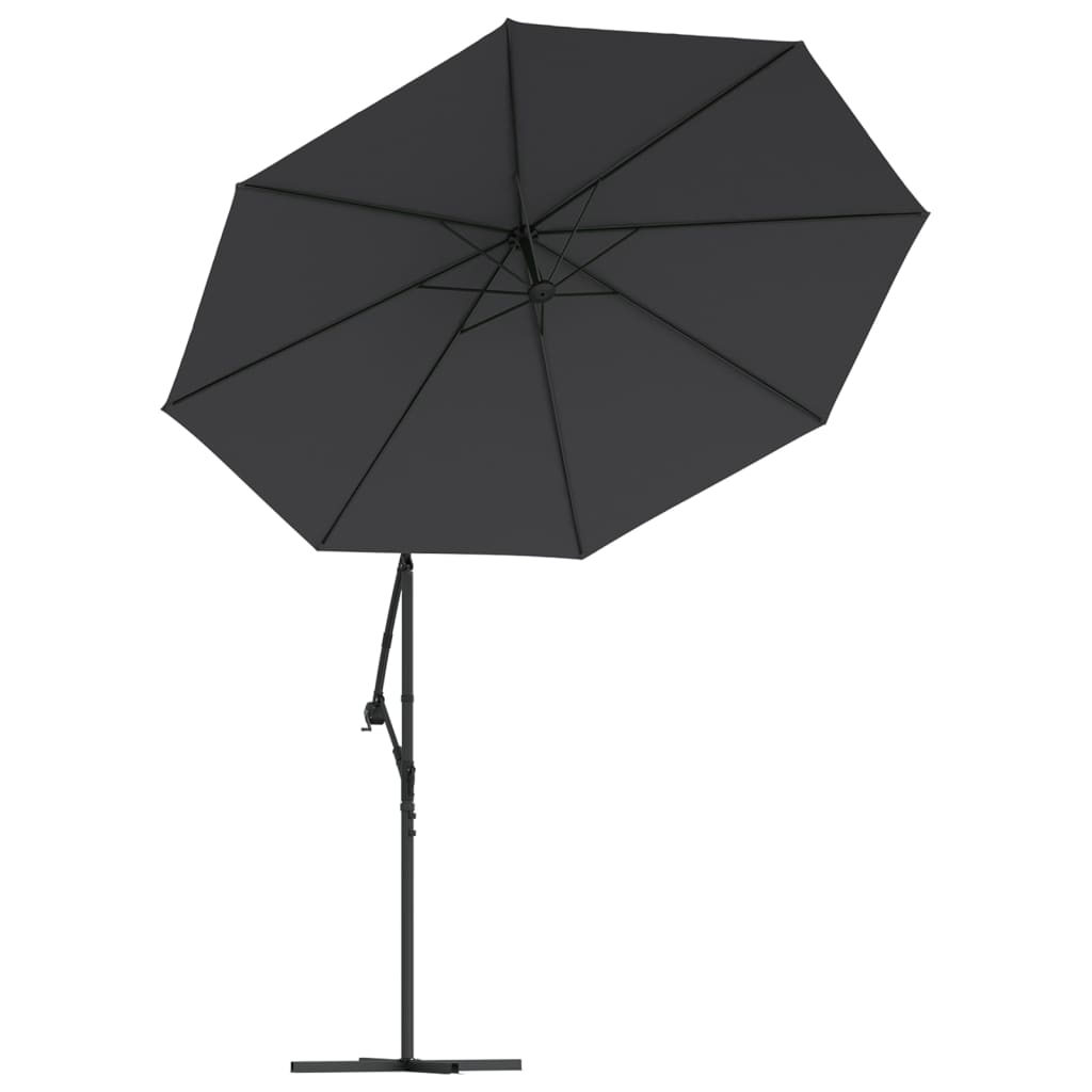 vidaXL Aurinkovarjo LED-valoilla ja teräspylväällä 300 cm musta