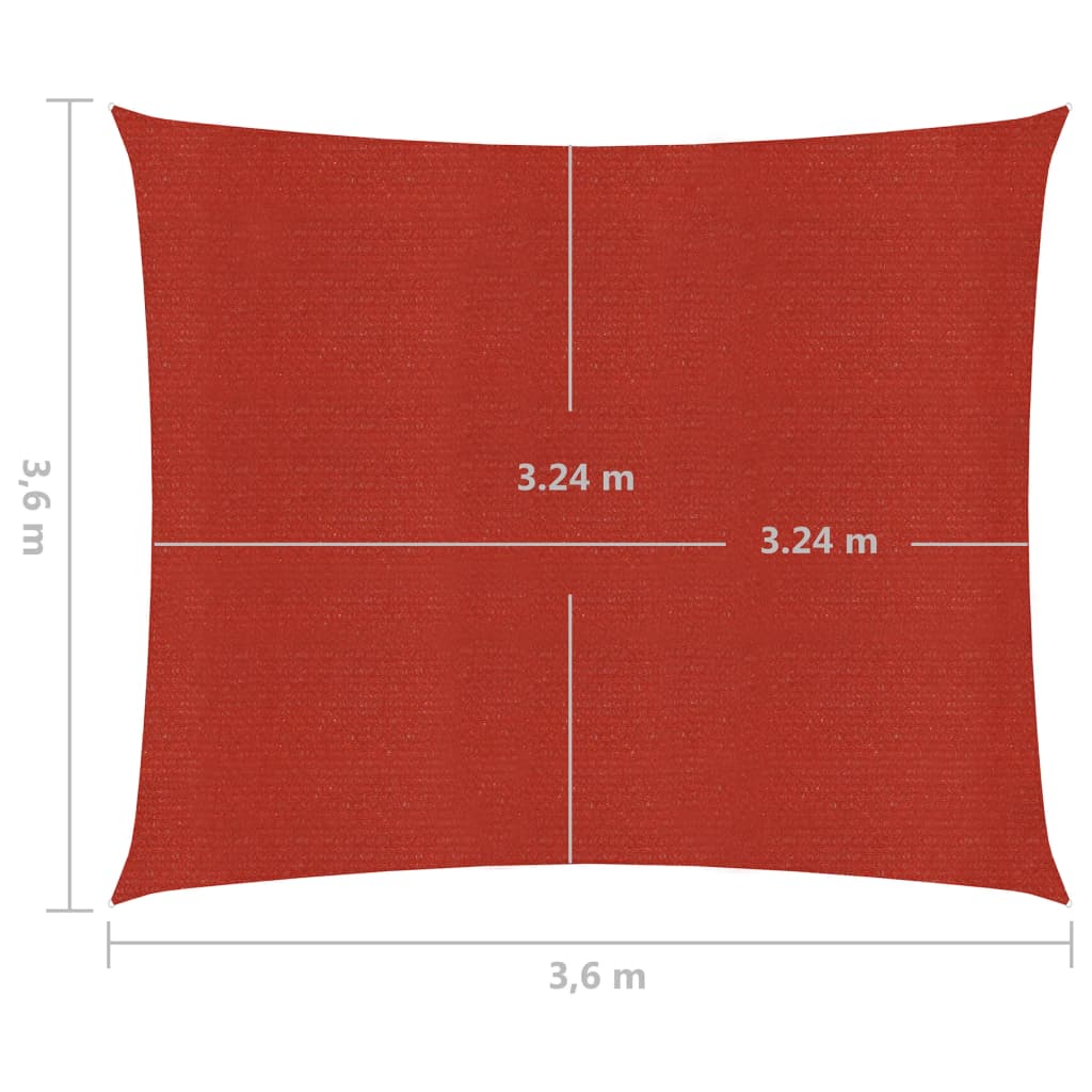 vidaXL Aurinkopurje 160 g/m² punainen 3,6x3,6 m HDPE