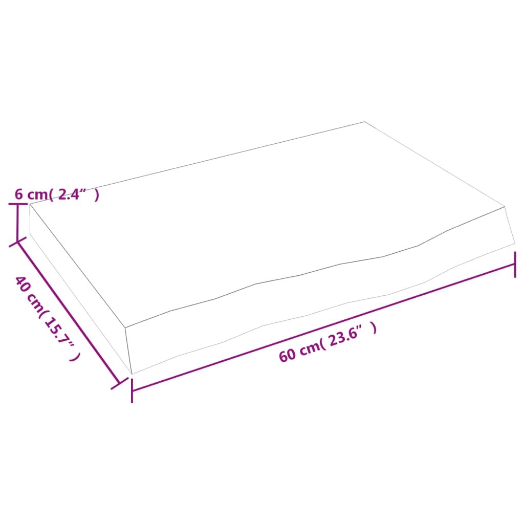 vidaXL Pöytälevy tummanruskea 60x40x(2-6) cm käsitelty täystammi