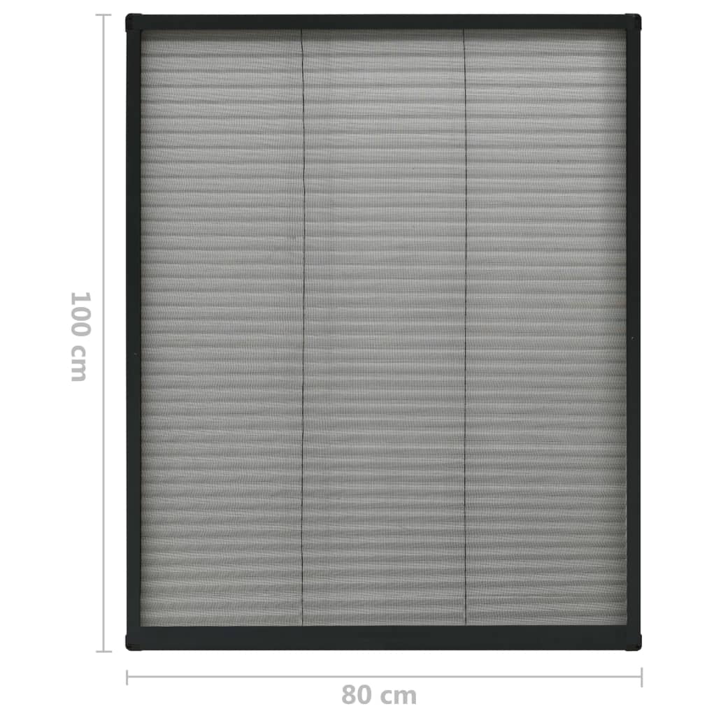 vidaXL Laskostettu hyönteisverkko ikkunaan 80x100cm alumiini antras.