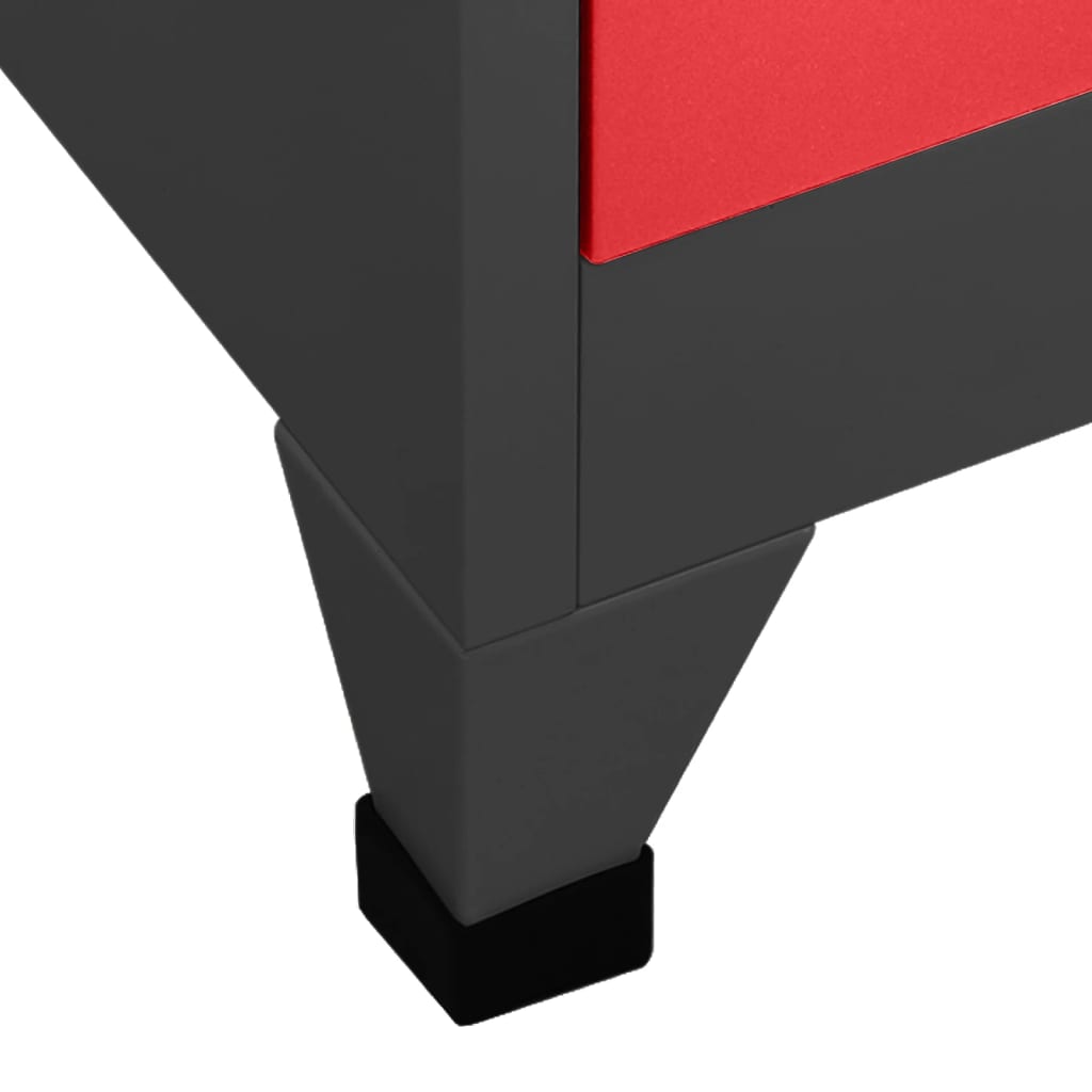 vidaXL Pukukaappi antrasiitti ja punainen 90x45x180 cm teräs