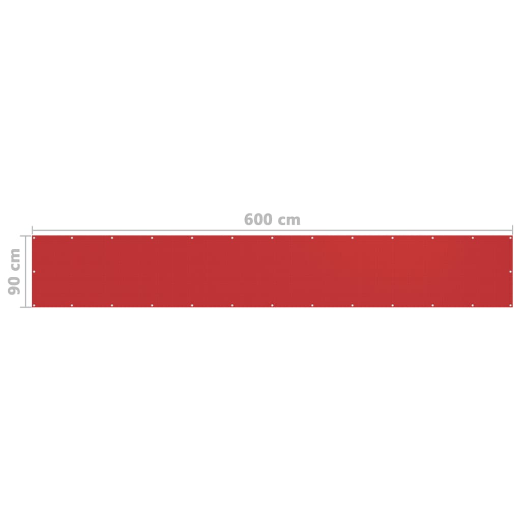 vidaXL Parvekkeen suoja punainen 90x600 cm HDPE