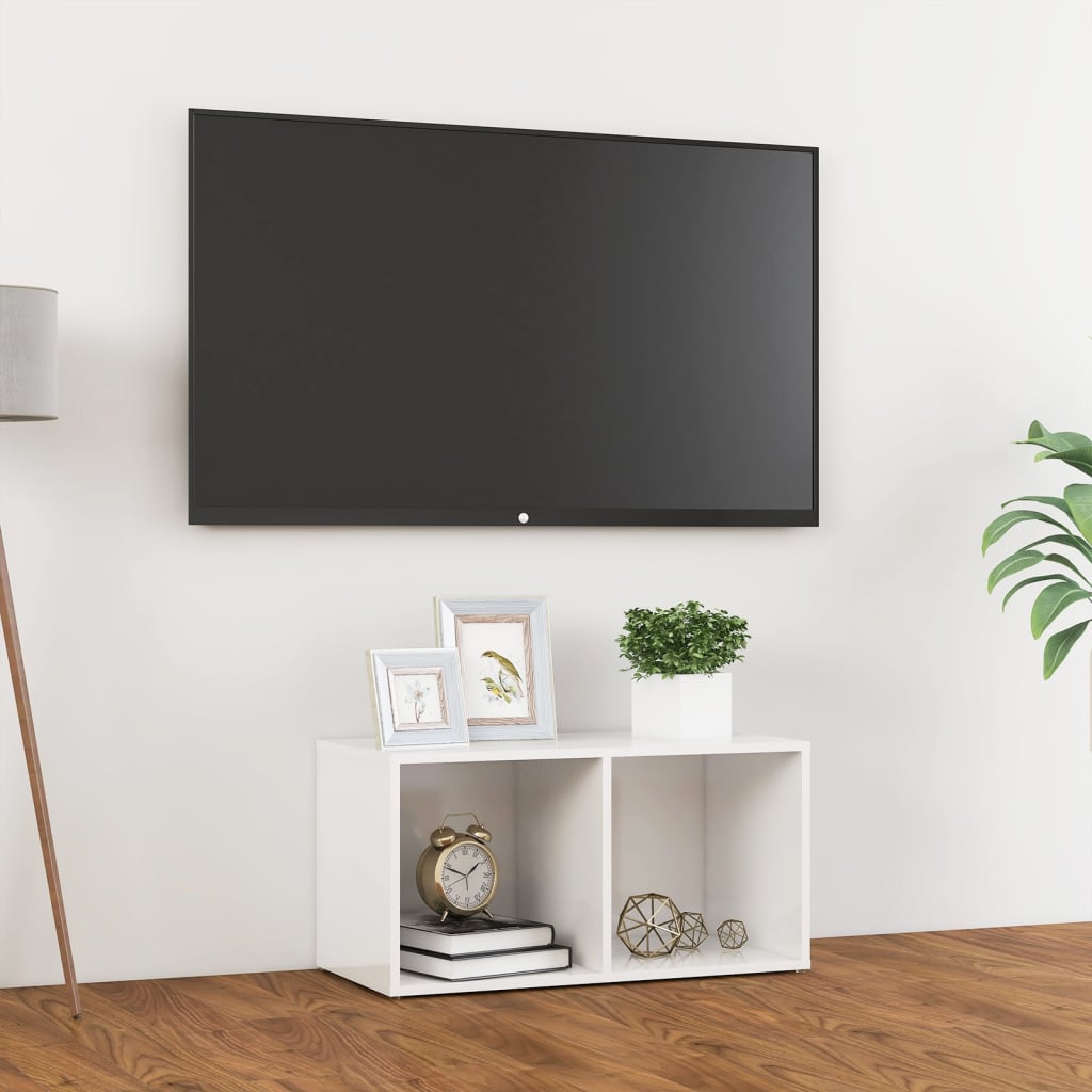 vidaXL TV-taso korkeakiilto valkoinen 72x35x36,5 cm lastulevy