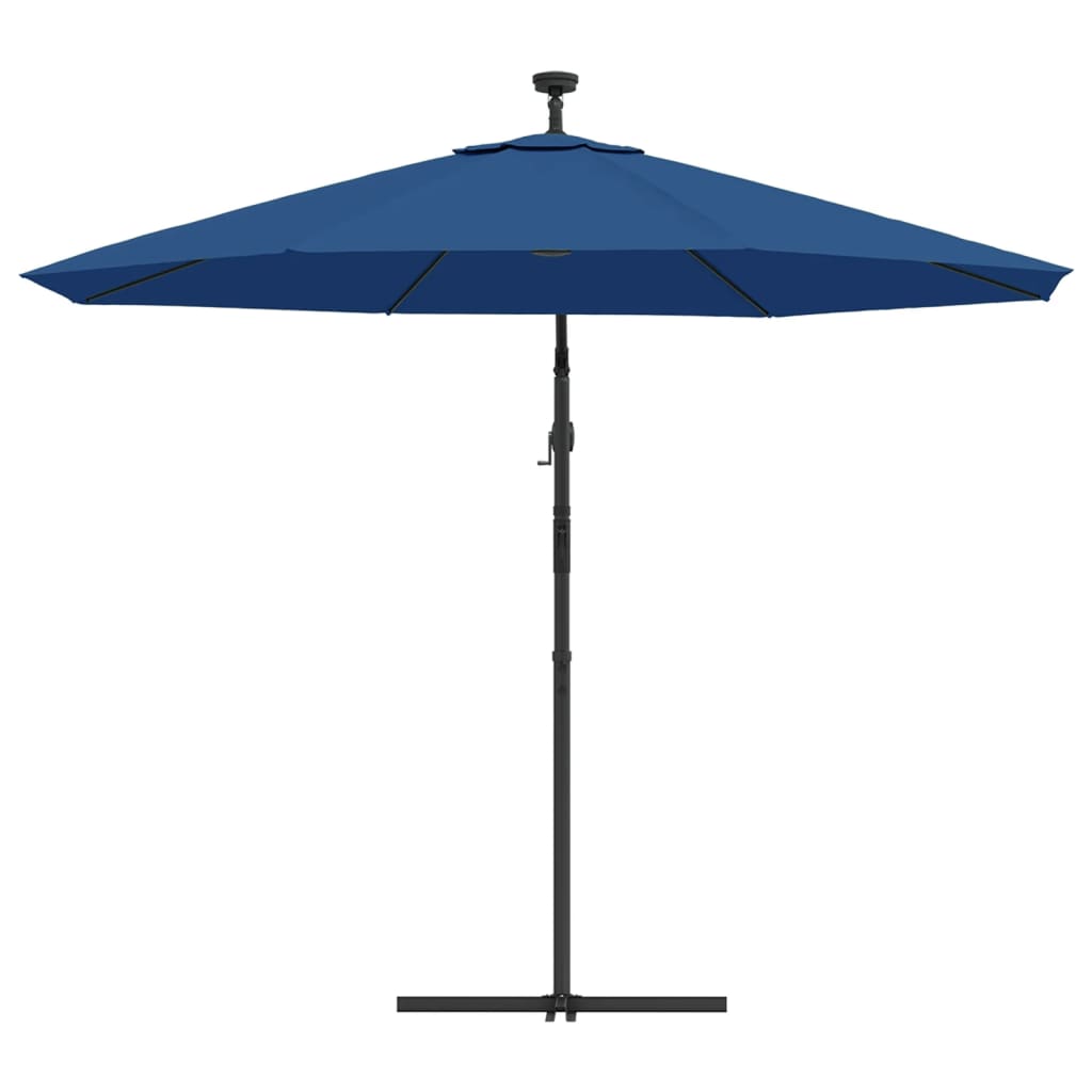 vidaXL Aurinkovarjo LED-valoilla ja teräspylväällä 300 cm sininen