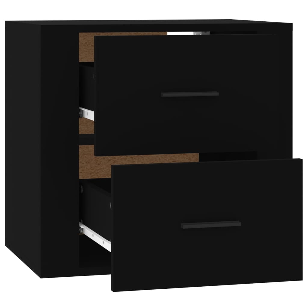 vidaXL Seinäkiinnitettävä yöpöytä musta 50x36x47 cm