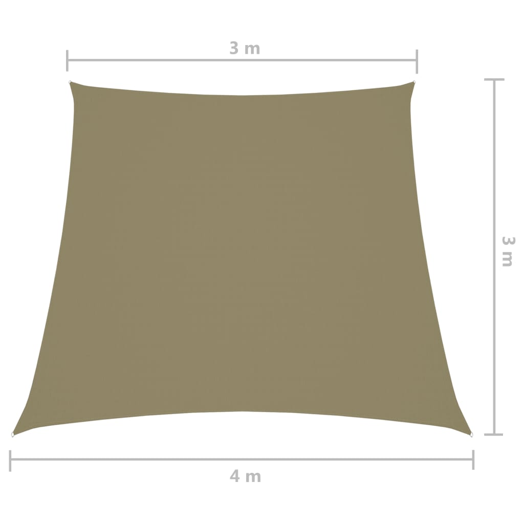 vidaXL Aurinkopurje Oxford-kangas puolisuunnikas 3/4x3 m beige