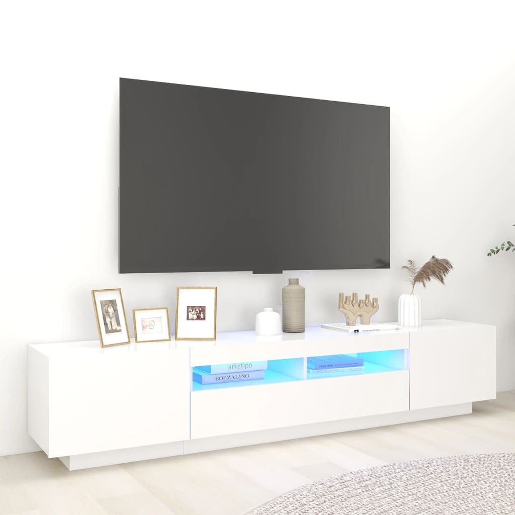 vidaXL TV-taso LED-valoilla valkoinen 200x35x40 cm