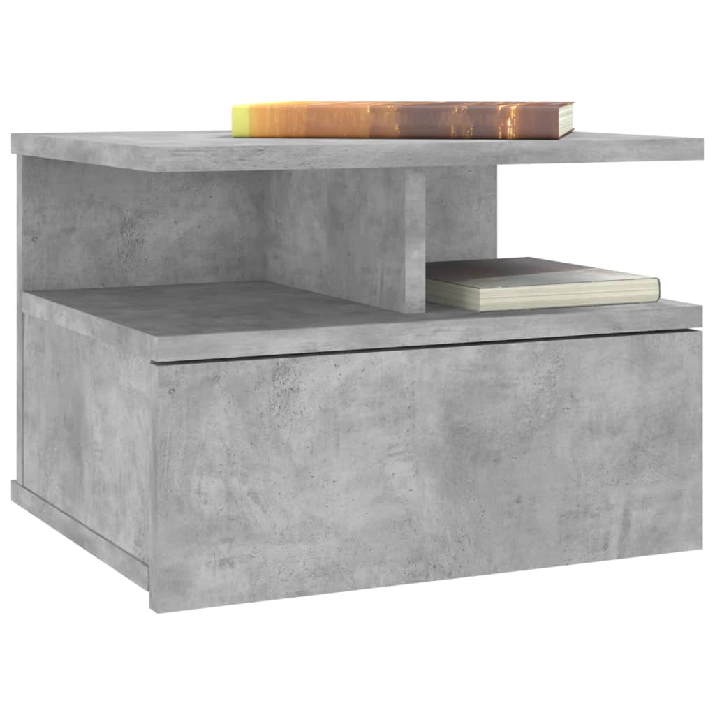 vidaXL Kelluva yöpöytä betoninharmaa 40x31x27 cm tekninen puu