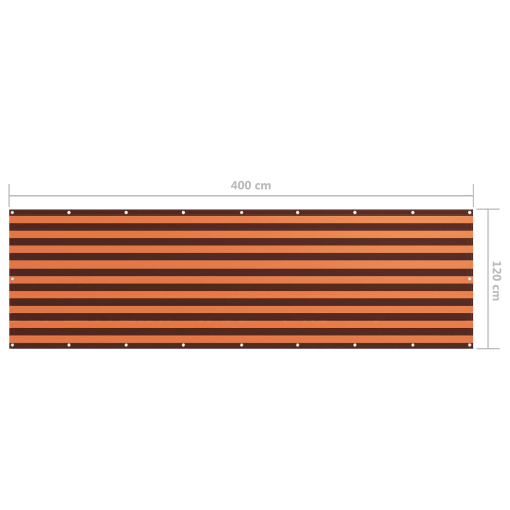 vidaXL Parvekkeen suoja oranssi ja ruskea 120x400 cm Oxford kangas