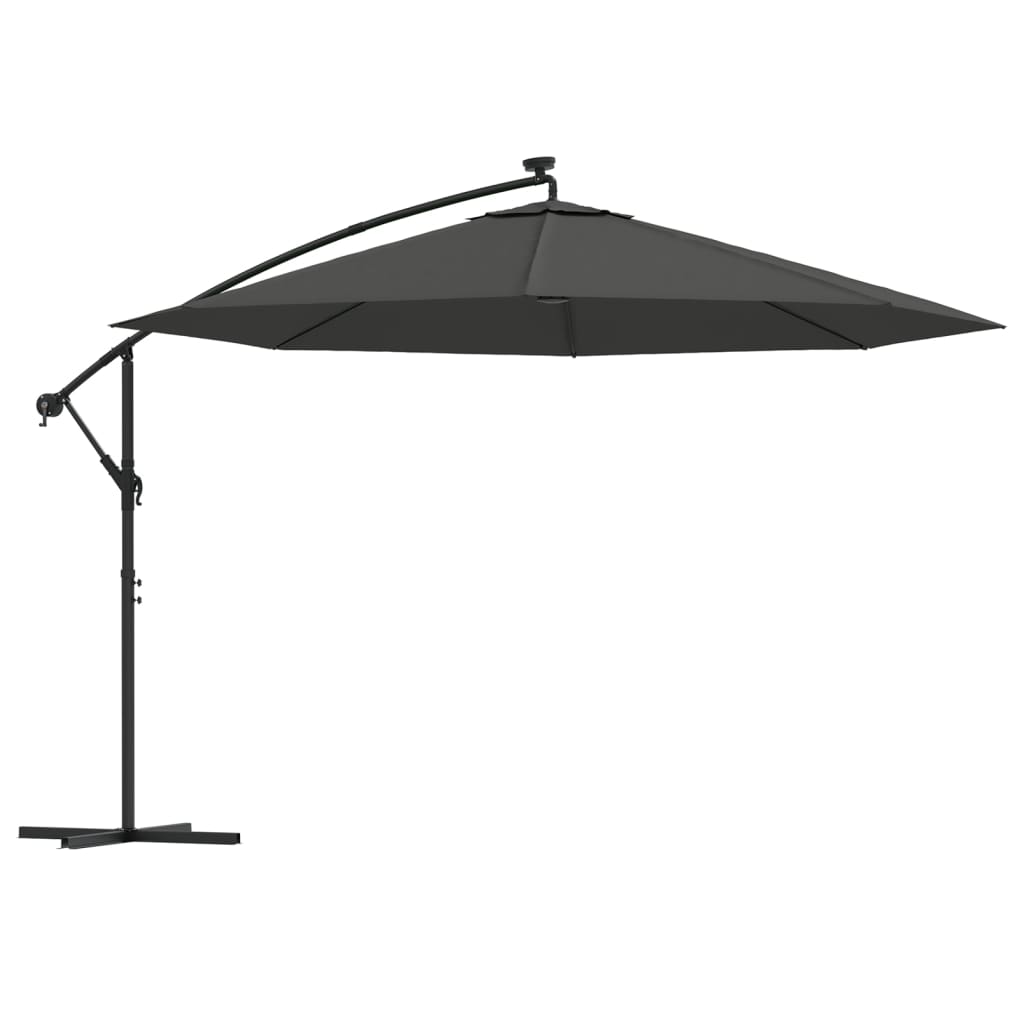 vidaXL Aurinkovarjo LED-valoilla ja metallipylväällä 350 cm