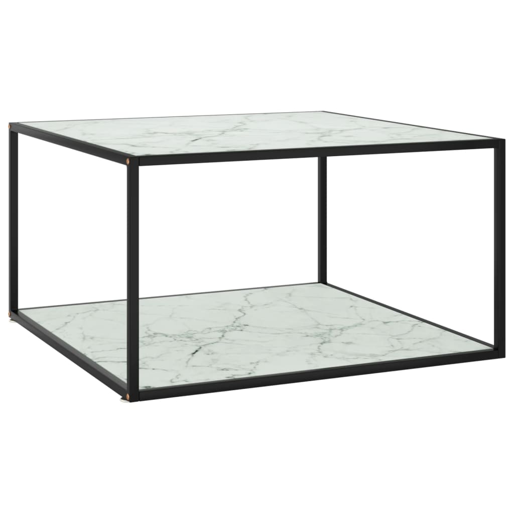 vidaXL Sohvapöytä musta valkoisella marmorilasilla 90x90x50 cm