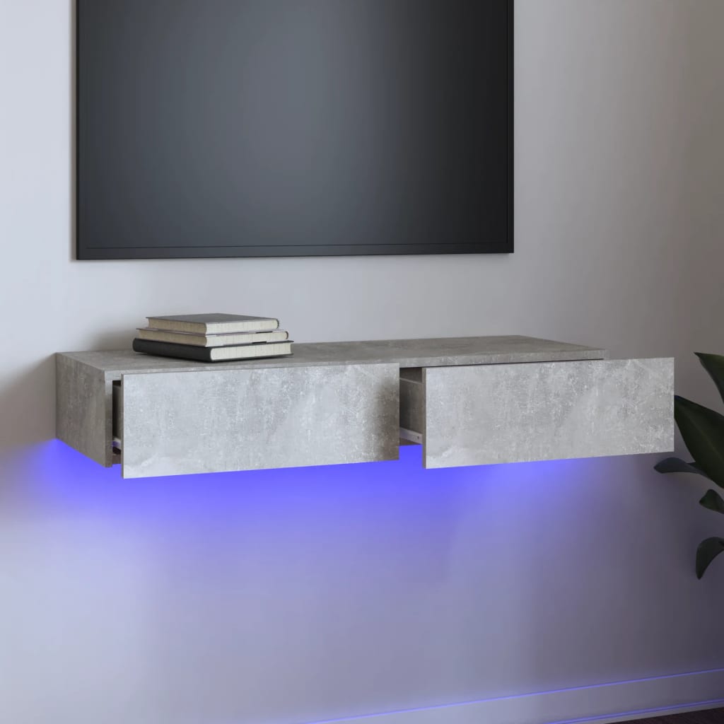 vidaXL TV-taso LED-valoilla betoninharmaa 90x35x15,5