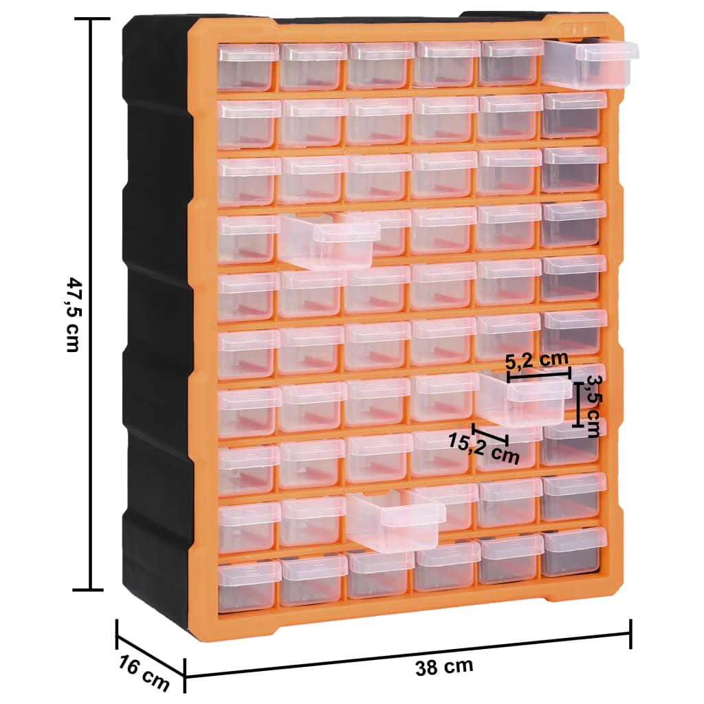 vidaXL Monilaatikko järjestelijä 60 laatikolla 38x16x47,5 cm