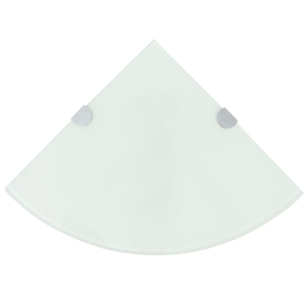 vidaXL Kulmahylly kromisilla kiinnikkeillä Valkoinen lasi 25x25 cm