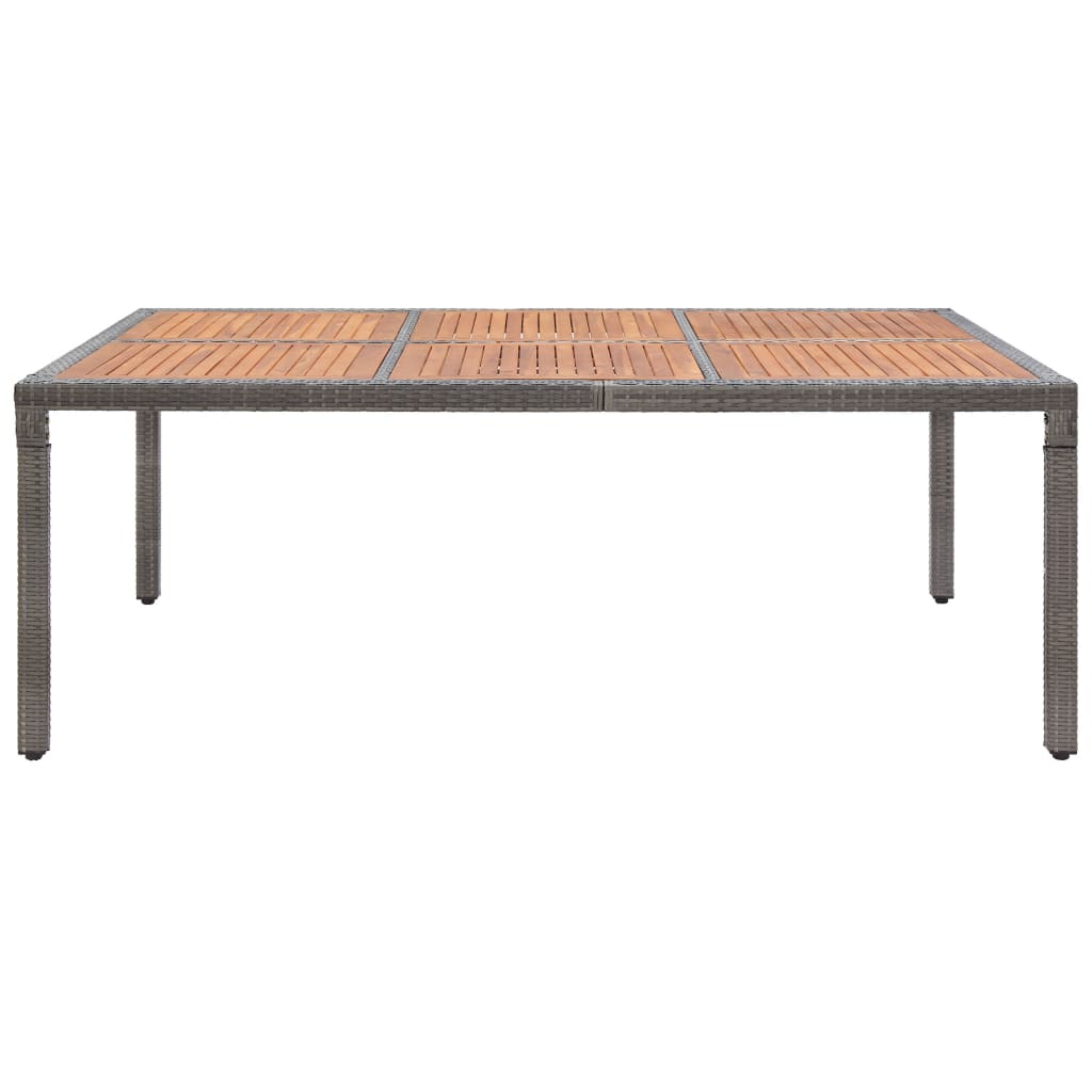 vidaXL Puutarhapöytä harmaa 200x150x74 cm polyrottinki ja akaasiapuu