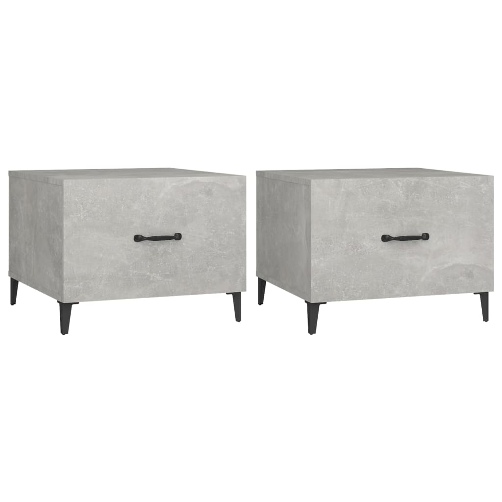 vidaXL Sohvapöytä metallijaloilla 2 kpl betoninharmaa 50x50x40 cm