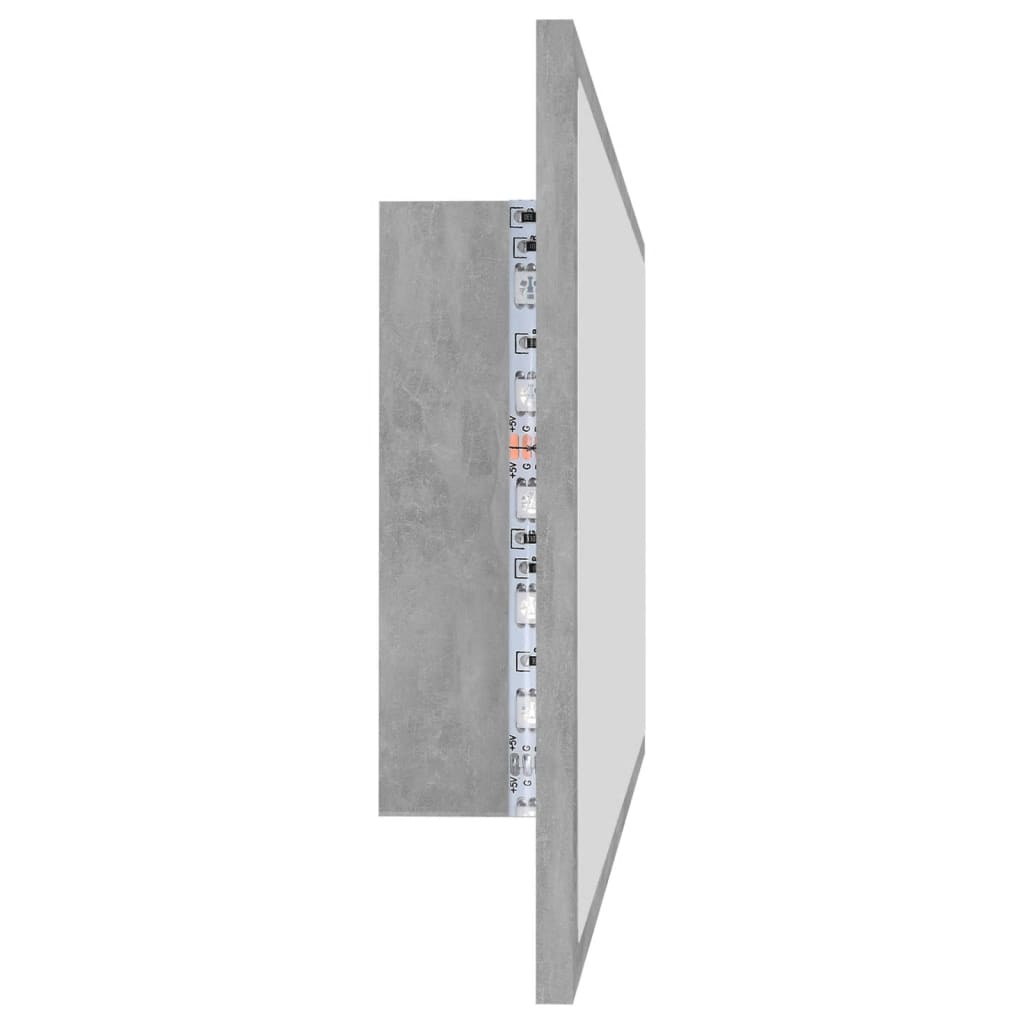vidaXL LED-kylpyhuonepeili betoninharmaa 100x8,5x37 cm akryyli