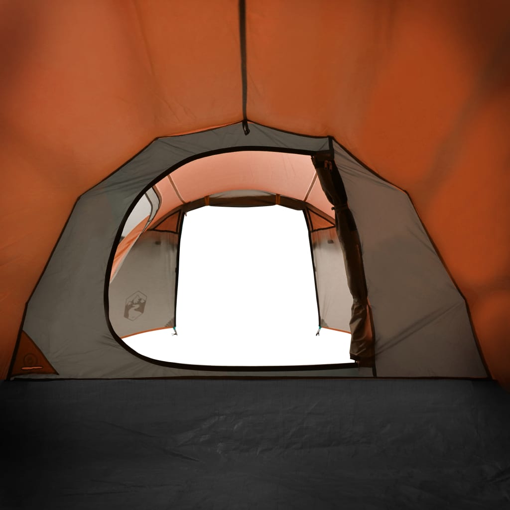 vidaXL Tunneliteltta 2 henkilölle harmaa ja oranssi vedenkestävä