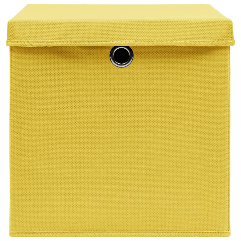 vidaXL Säilytyslaatikot kansilla 4 kpl 28x28x28 cm keltainen