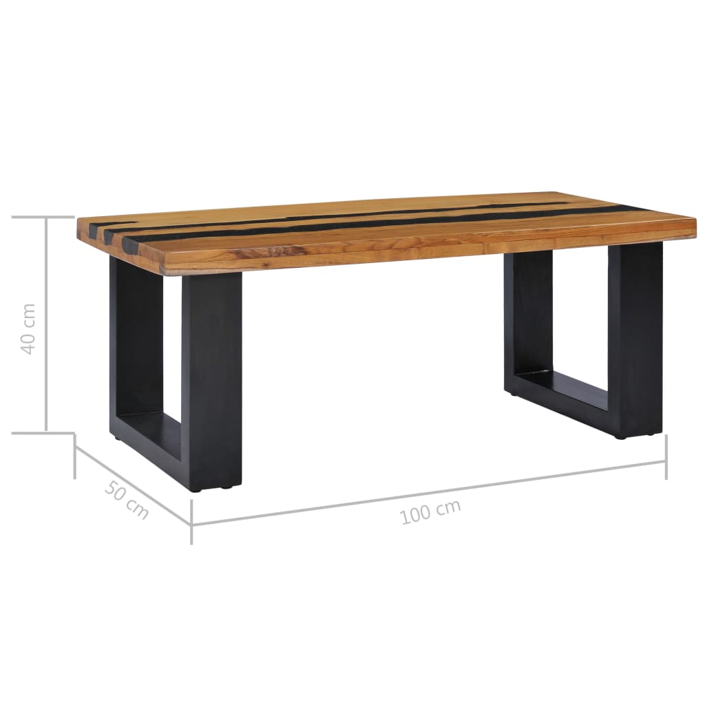 vidaXL Sohvapöytä 100x50x40 cm täysi tiikki ja laavakivi