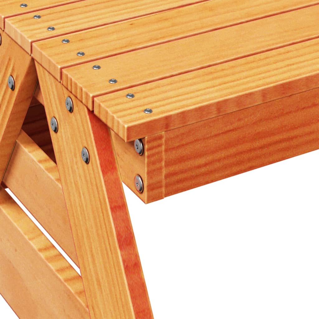 vidaXL Lasten piknikpöytä vahanruskea 88x122x58 cm täysi mänty