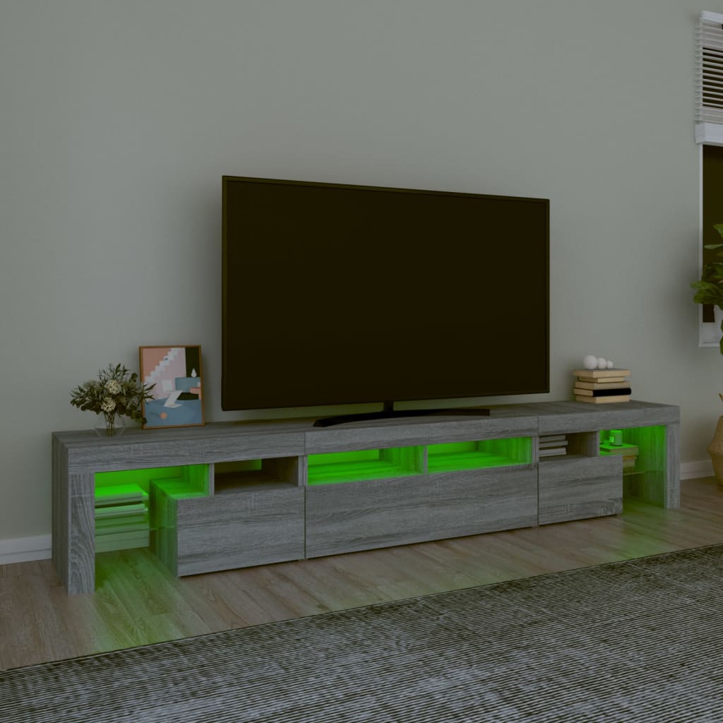 vidaXL TV-taso LED-valoilla harmaa Sonoma 230x36,5x40 cm