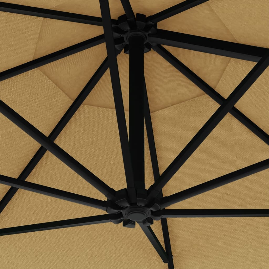 vidaXL Seinäkiinnitteinen aurinkovarjo 300 cm ruskeanharmaa