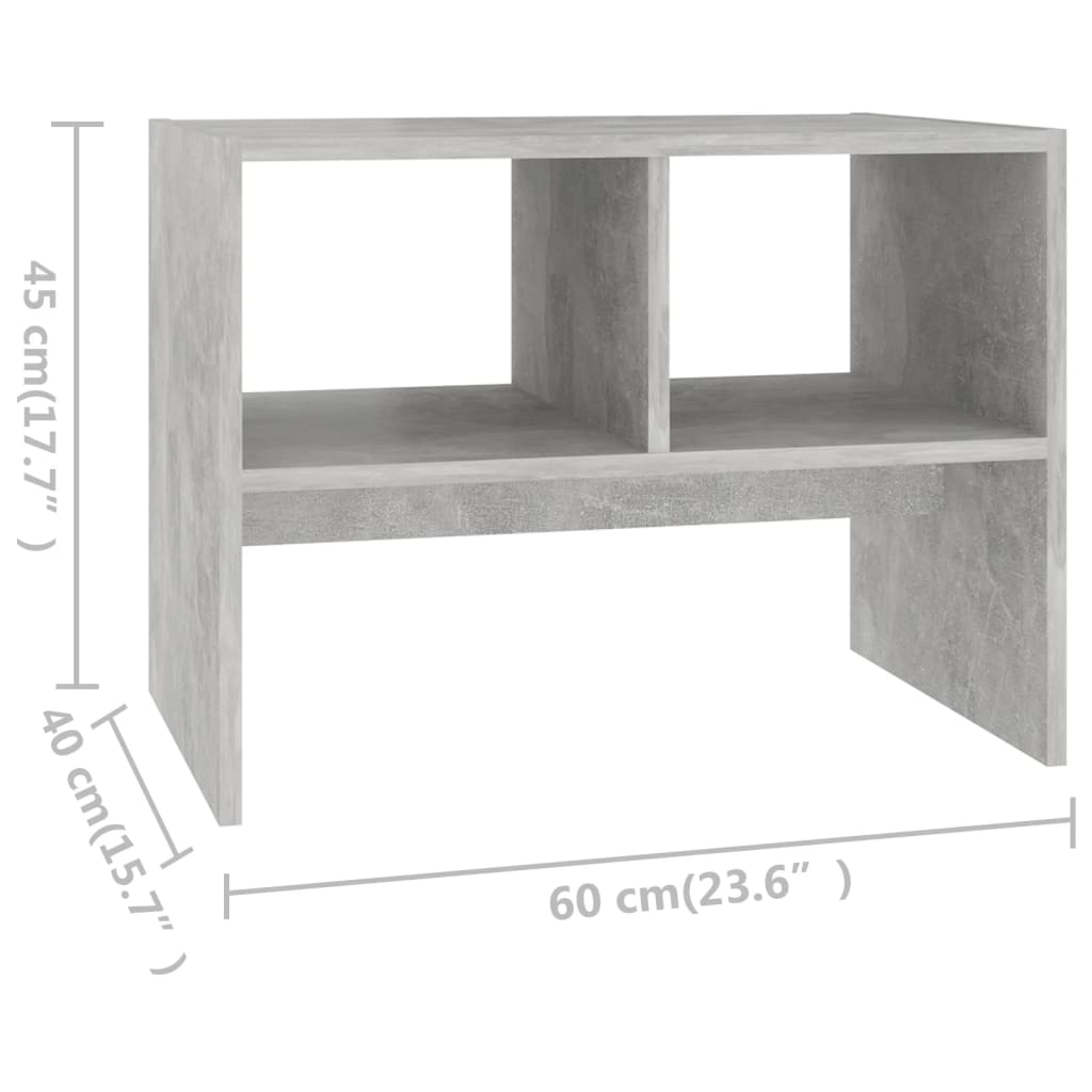 vidaXL Sivupöytä betoninharmaa 60x40x45 cm lastulevy